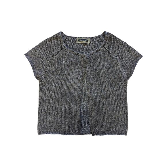 Luisa Cerano Mohair Wool Blend Knit Sweater Short Sleeve Single Button Top Shawl - Picture 2 of 7